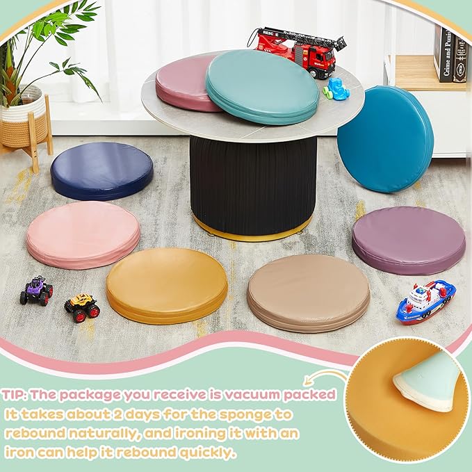 Juexica 8 Pcs Extra Thick Flexible Seating Floor Cushions Assorted Colored - Image 3