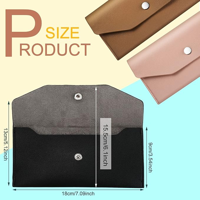 Frienda 3 Pieces Leather Cash Envelopes Wallet Budget Envelope Wallet Bag - Image 2