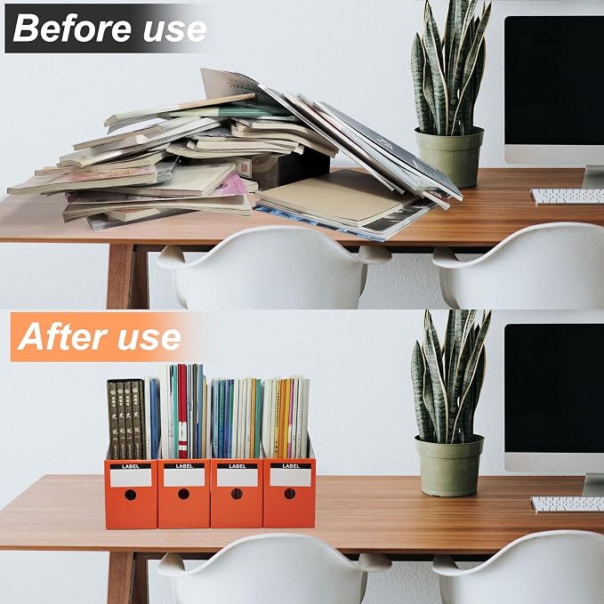 Limitliho Orange-red Cardboard Magazine Holder, Magazine File Holder - Image 6