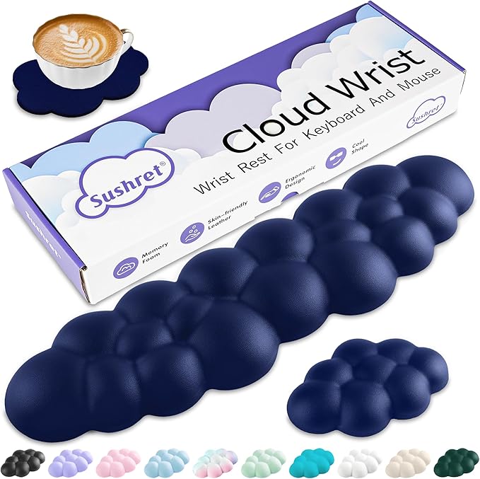 Sushret Cloud Wrist Rest Keyboard, Cloud Keyboard Wrist Pad Set by Sushret