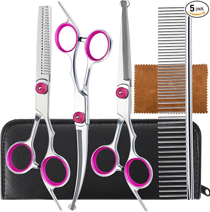 5 in 1 Premium Dog Grooming Scissors, Professional Dog Scissors by lengnoyp