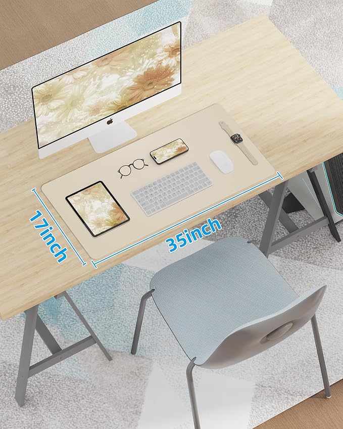AFIING Leather Desk Pad Protector, Mouse Pad, Office Desk Mat, Non-Slip PU - Image 7