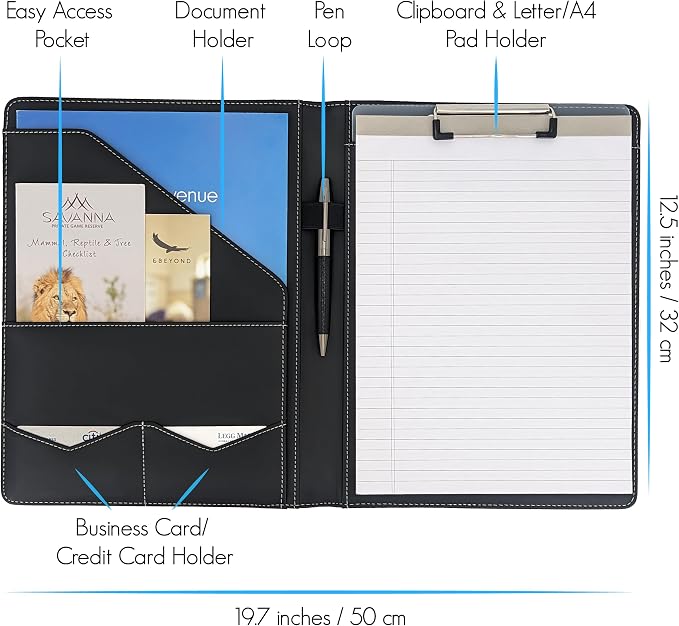STYLIO Padfolio Folder with Removable Clipboard | Portfolio Organizer | Binder - Image 4