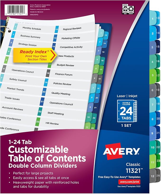 Avery Double Column 24 Tab Dividers by Avery