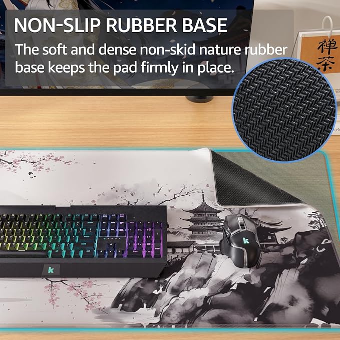 KTRIO Large Gaming Mouse Pad, Desk Mat, 31.5 x 15.7 in, Zen Sakura, XXL | - Image 3