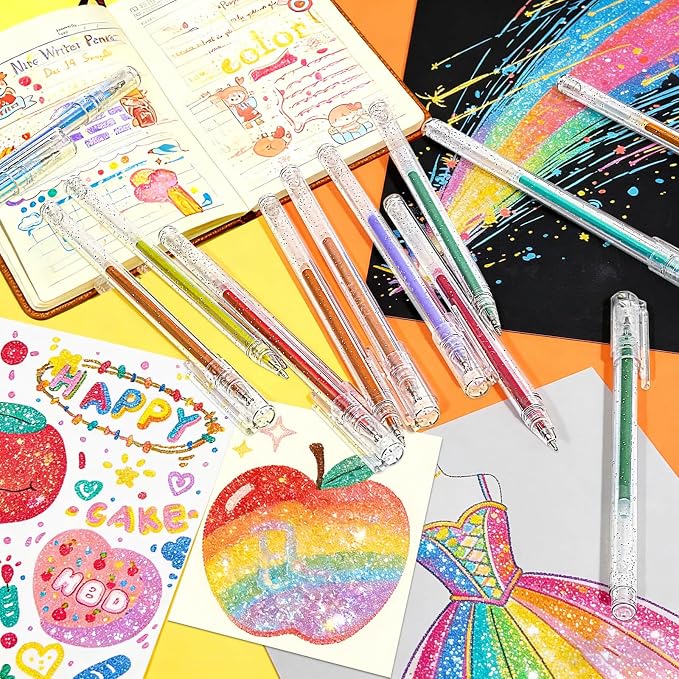 Colored Glitter Gel Pens, 60 Colors Sparkle Metallic Gel Ink Pens, Coloring Pen - Image 4