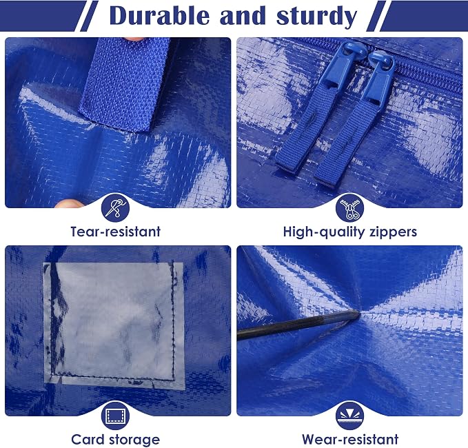 12 Pack Moving Bags with Full-Open Side Zipper, Extra Large 93L Heavy Duty - Image 5