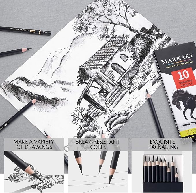 MARKART Professional Charcoal Pencils Drawing Set - Image 4