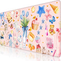 iCasso Pink Desk Mat, Cute Aesthetic Large Mouse Pad, Waterproof Keyboard Pad by iCasso