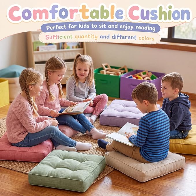 Juexica 8 Pcs Floor Cushions for Kids Floor Pillows Flexible Seating Cushions - Image 5