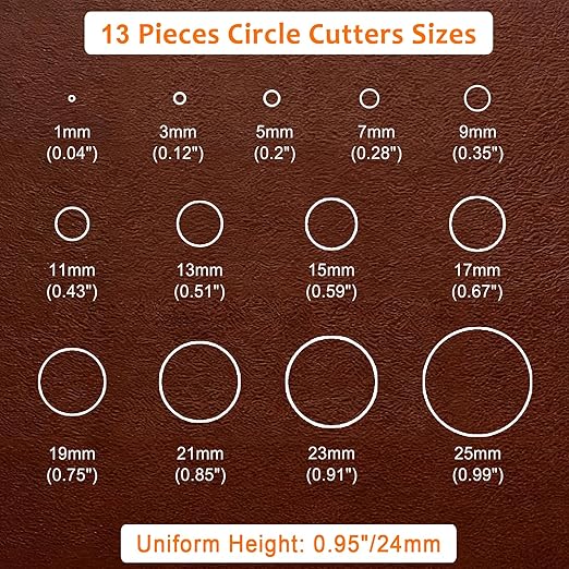 Leather Circle Cutter Tool Set, 13 Pieces Small Circle Punch Tools - Image 2