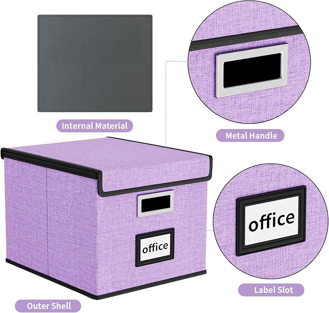 File Organizer Box with Lid, Collapsible File Folder Organizer - Image 3