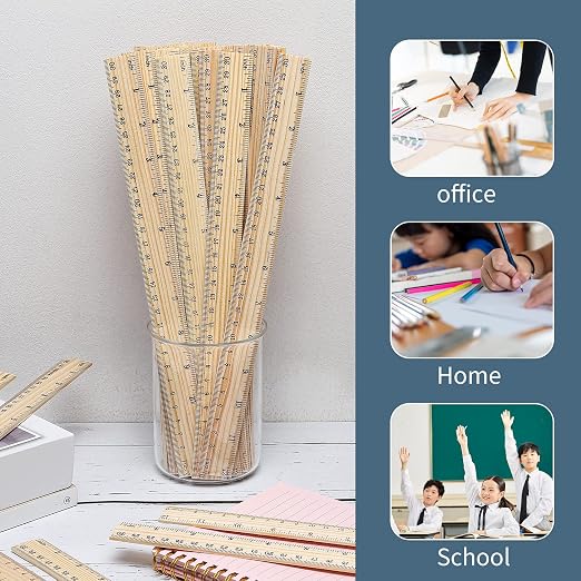 25 Pack Wooden Ruler 12 Inch Rulers Bulk Wood Measuring Ruler Office Ruler 2 - Image 2