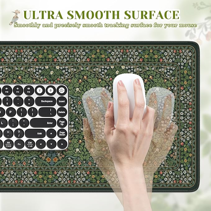 iCasso Aesthetic Floral Desk Mat, L Mouse Pads, Anti-Slip Mousepad - Image 3