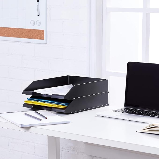 Amazon Basics Rectangular Stackable Desk Organizer Office Letter Tray, File - Image 6