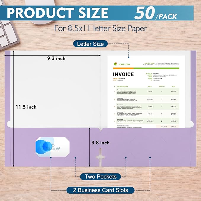 pmybupo 50 Pack Purple Folders - Image 2