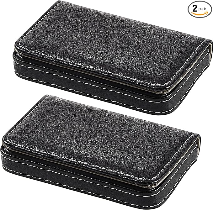 Outus 2 Pcs Business Card Holder, PU Leather Business Card Case Pocket Wallet by Outus