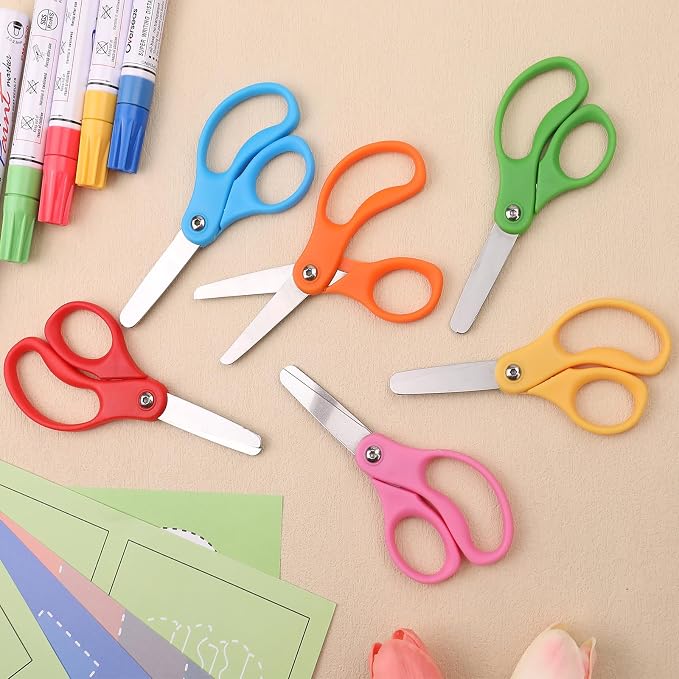 BURVAGY 24 Packs 5" Small School Student Blunt Tip Craft Kids Scissors - Image 8