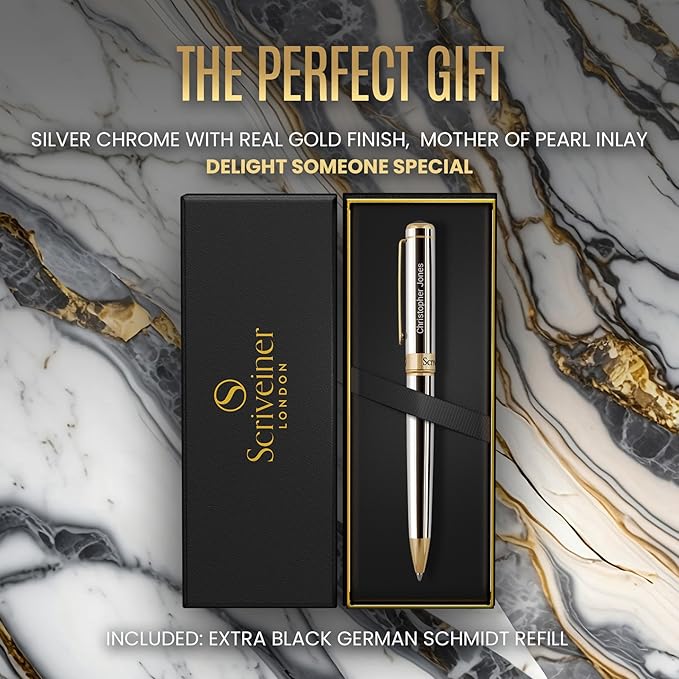 Scriveiner Personalized Silver Chrome Ballpoint Pen - Image 3