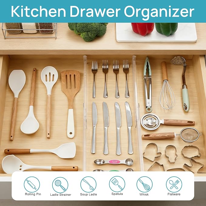 Vtopmart 8 Pack Shallow Drawer Dividers, 2.36" High 12.5"-20.8" Adjustable - Image 4