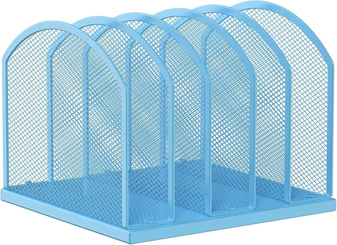 Gawerk 5-Section Vertical Desktop Organizer, 5-Section Mesh File Folder Stand by Gawerk
