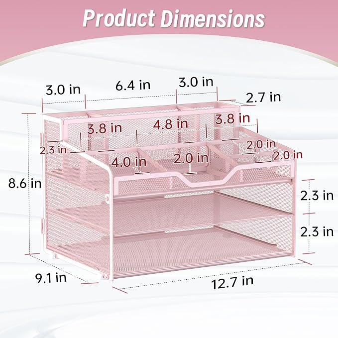 3 Tier Mesh Desk Organizer - Image 2