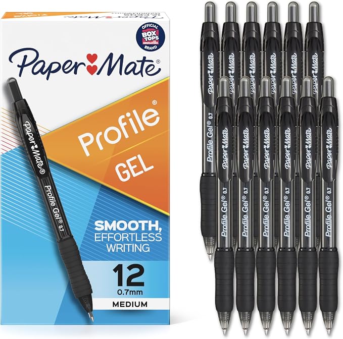 Paper Mate Profile Gel Pens, Retractable, Medium Point, Note-Taking by Unknown