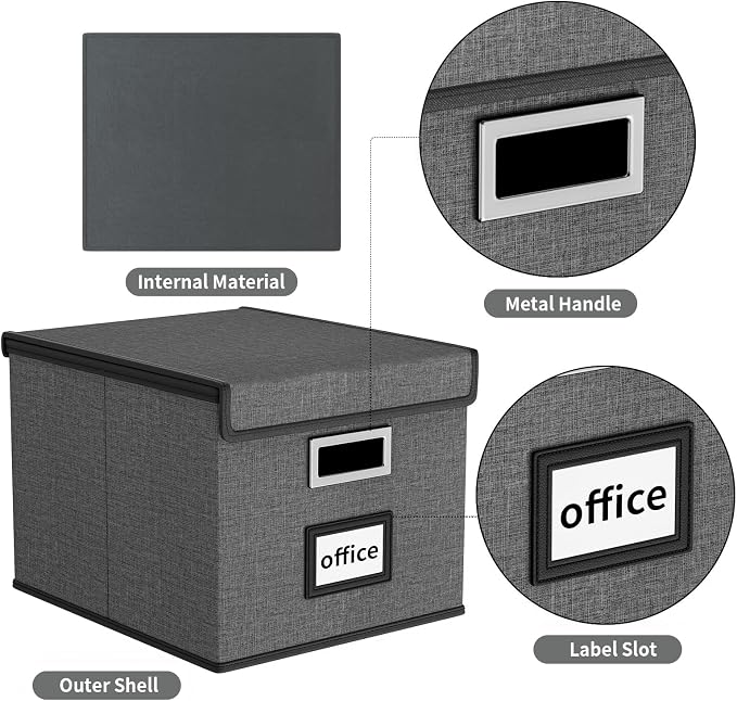 File Organizer Box with Lid, Collapsible File Folder Organizer - Image 4