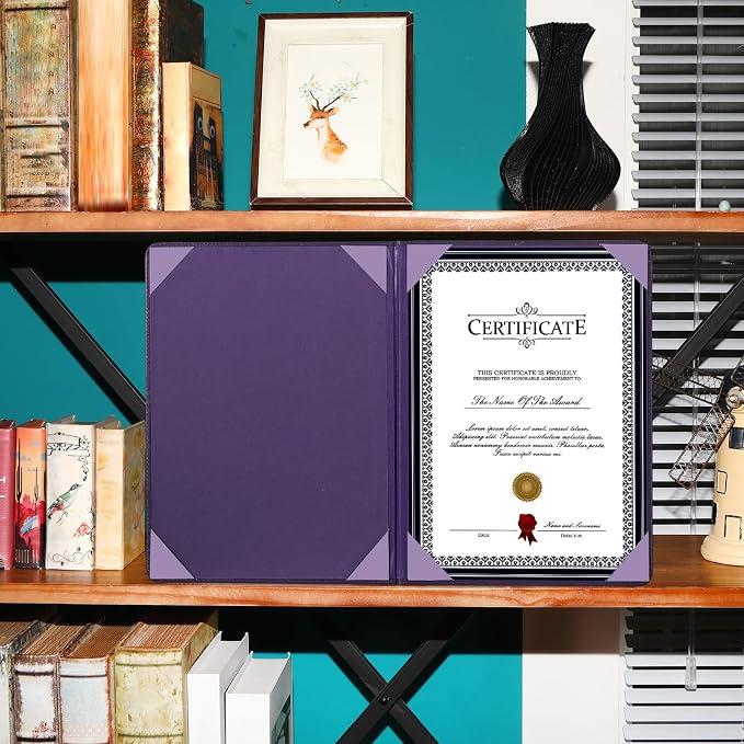 Tenare 3 Pcs Purple Leather Certificate Holder 8.5 x 11 PU Phd Bachelor Master - Image 5