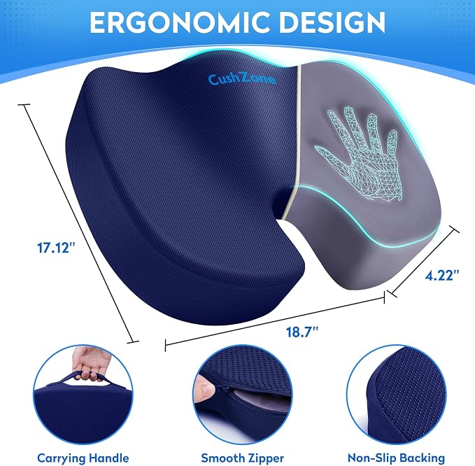 CushZone Seat Cushion, Office Chair Cushions, Car Seat Cushion, Non-Slip - Image 4