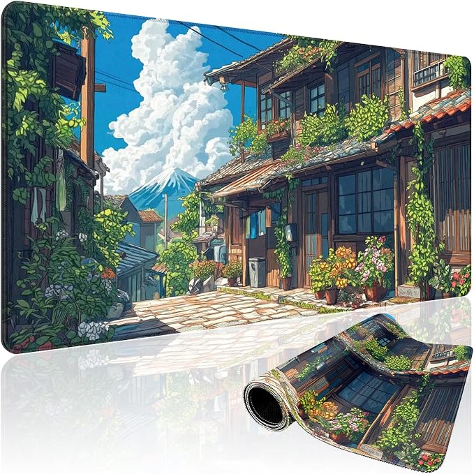 Japanese Street Scene Large Gaming Mouse Pad 31.5"x15.7"｜XXL Desk Mat, Non-Slip by Mcapirivo