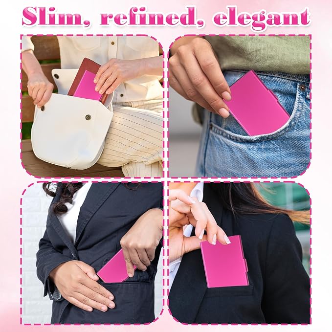 2 Pcs Business Card Holder for Purse, Aluminum Alloy Metal Business Card Case - Image 4