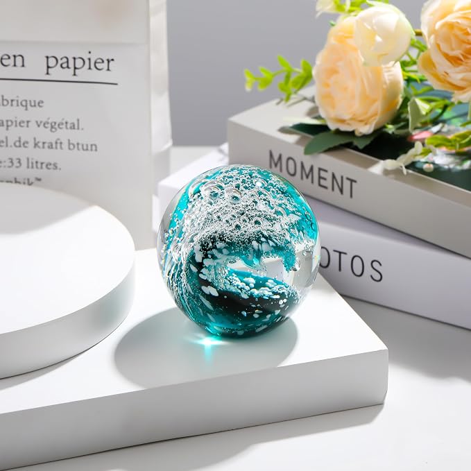 Qianwei Ocean Waves Hand Blown Glass Decor Crystal Ball Sea Figurines Gifts | - Image 5