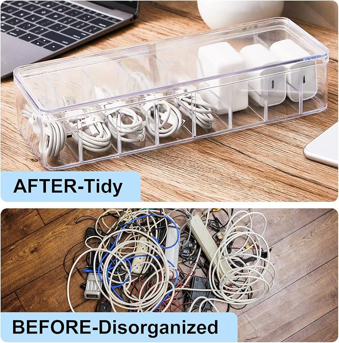 Tatuo 6 Pcs Cord Organizer for Drawer Desktop, Cable Organizer Box - Image 6