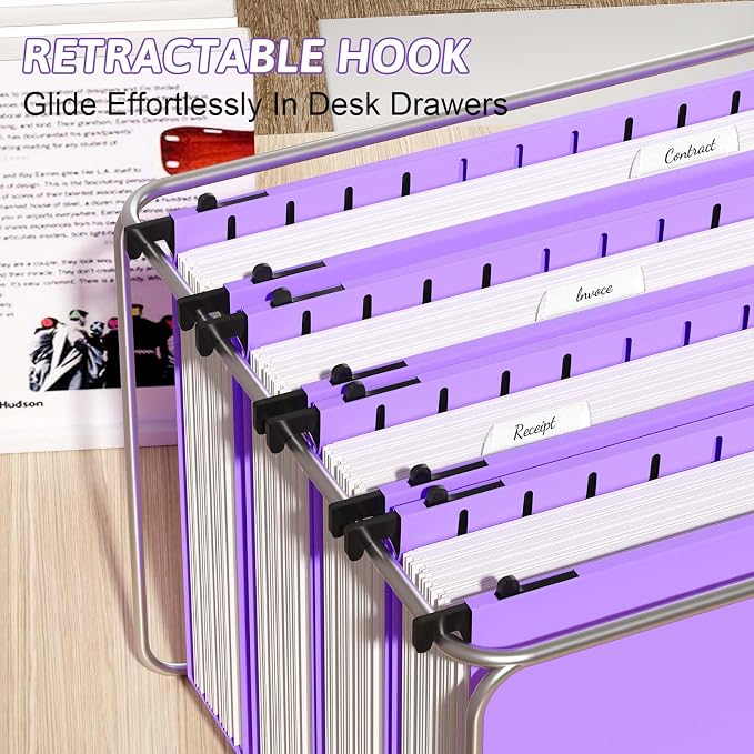 Extra Capacity Plastic Hanging File Folder Letter Size, 12 Pack Reinforced Hang - Image 6