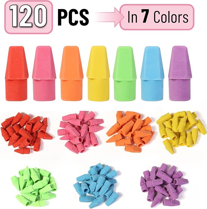Mr. Pen- Pencil Erasers Toppers, 120 Pack, Latex Free, No Smudge | Mr Pen - Image 2