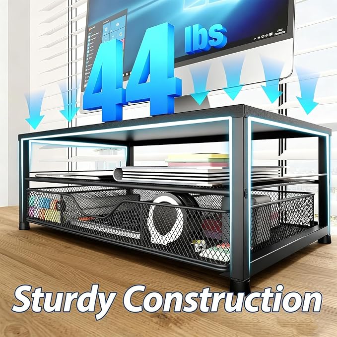 OPNICE Desk Organizer and Accessories, 2-Tier Computer Monitor Stand Riser - Image 4