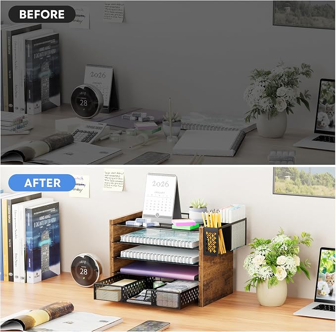 Simple Trending 5-Tier Wood Desk Organizer, Desk Organizers and Accessories - Image 5