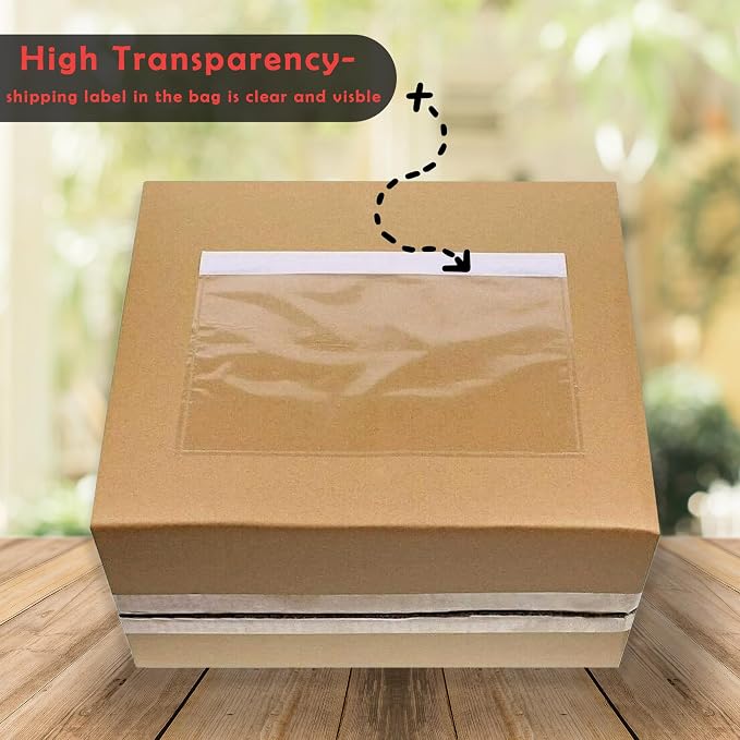 Yens 7.5'' x 5.5'' Packing List Pouches 100 Pack, Top Loading Packing List - Image 2