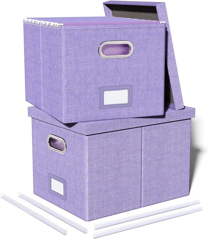 Oterri 2 Pack File Storage Organizer, Filing Box, Portable File Box by Oterri