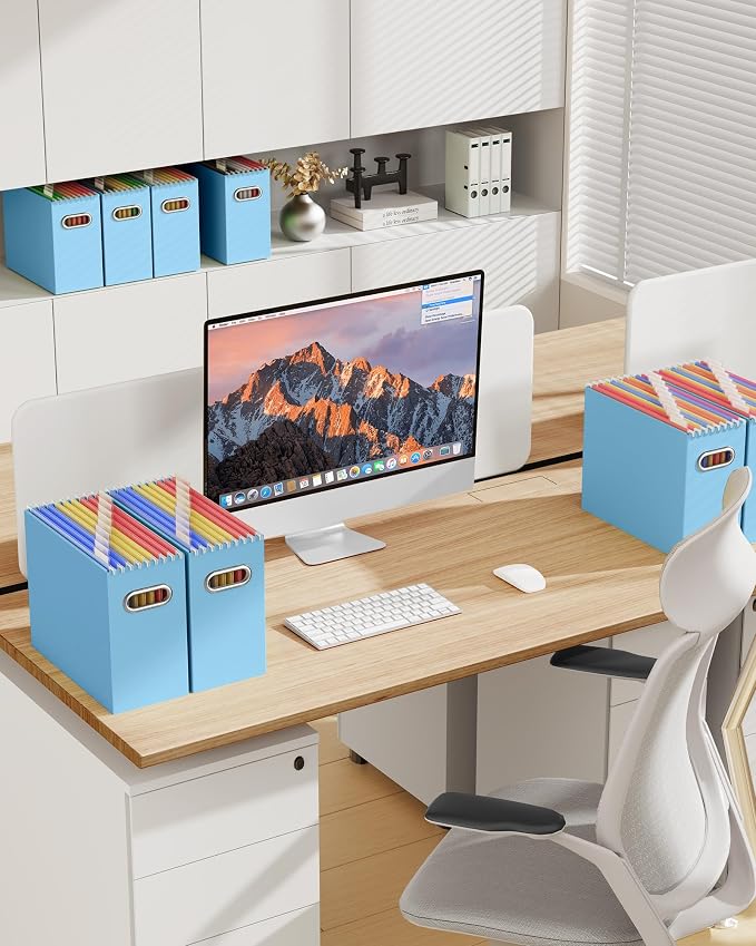 Oterri File Organizer Box, Portable Collapsible Cardboard File Folder Organizer - Image 3