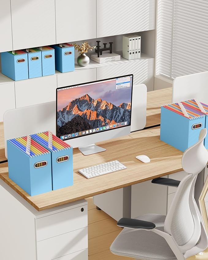 Oterri File Organizer Box, Portable Collapsible Cardboard File Folder Organizer - Image 3