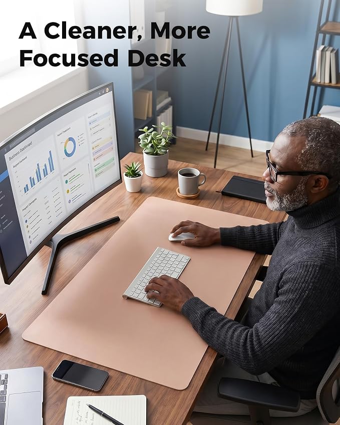 Aothia Double-Sided Desk Pad – 25.6"x13.7" Large Mouse Pad, Leather Desk Mat - Image 7