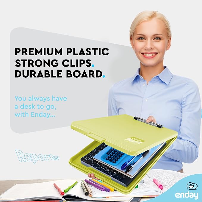 Clipboard with Storage Green, Letter Size Storage Clipboard with Compartments - Image 2