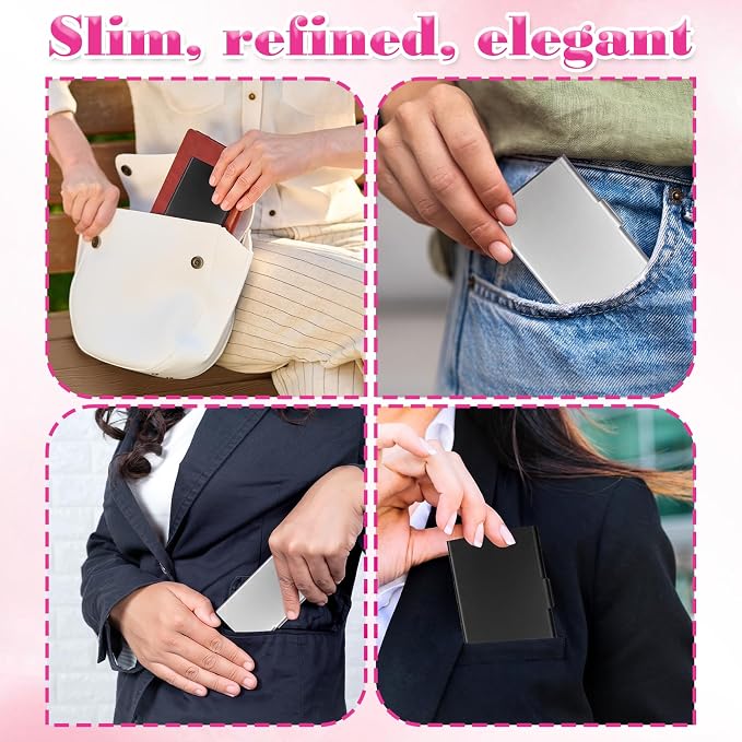2 Pcs Business Card Holder for Purse, Aluminum Alloy Metal Pocket Business Card - Image 4