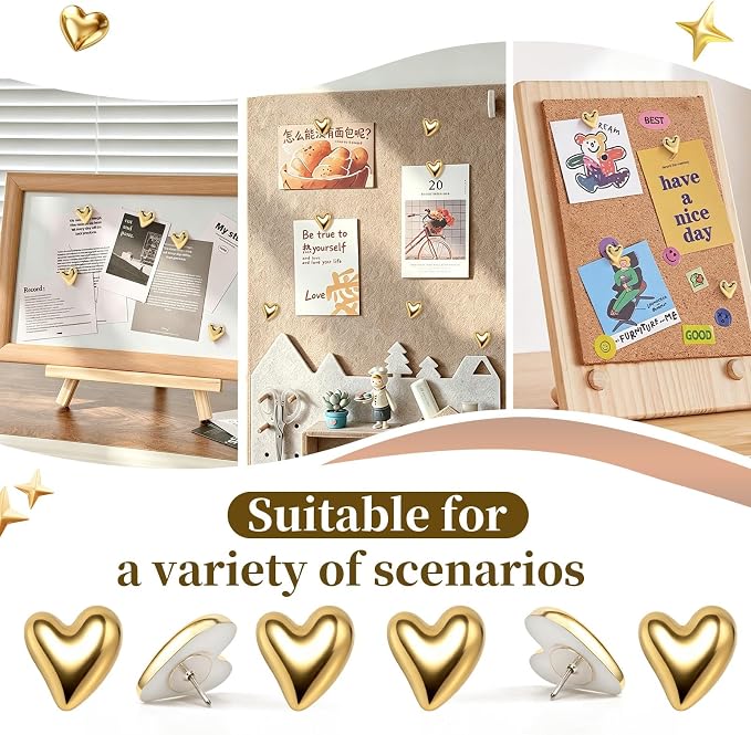 30Pcs Heart Push Pins for Bulletin Board Decorations, Cute Thumb Tacks for Cork - Image 6