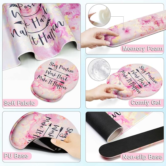 Large Mouse Pad and Keyboard Wrist Rest + Desk Mat Set, Full Long Mouse Pads - Image 5
