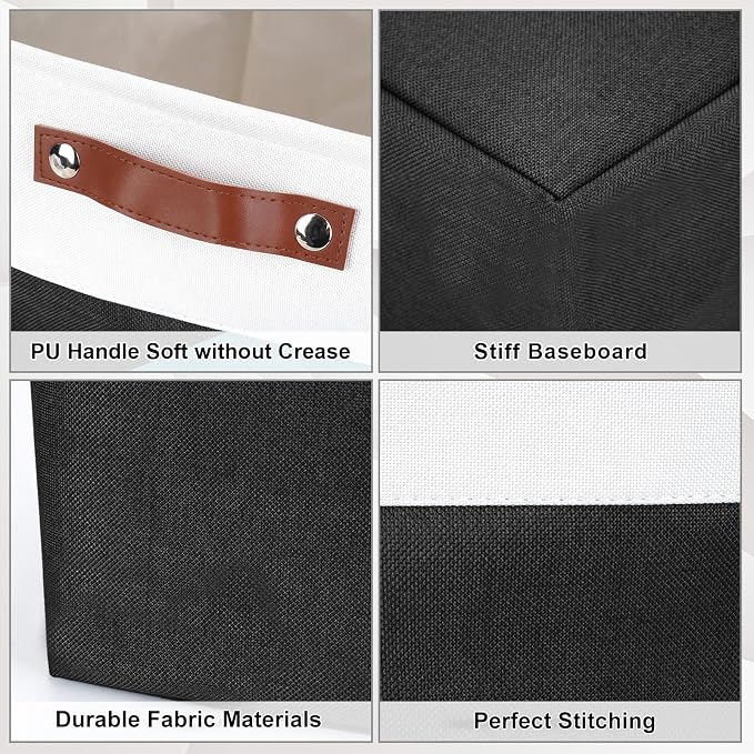Bagnizer Large Fabric Storage Baskets | 50L Storage Bins, Decorative Linen - Image 5