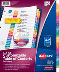 Avery A-Z Dividers for 3 Ring Binders, 26 Tabs per Set, Customizable Table of by Avery