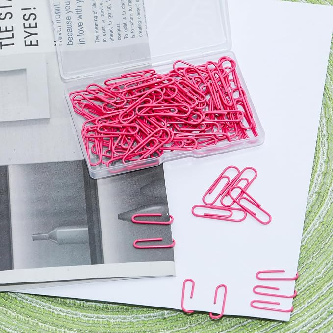 100 Pcs Rose Red Paper Clips, 1.1 Inch Colorful Paperclips | Vinyl Coated - Image 5